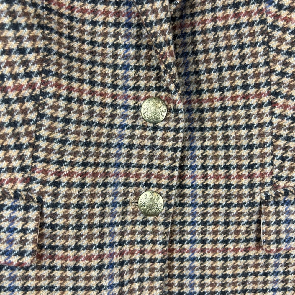 J.Crew Factory Schoolboy Blazer Brown Houndstooth Wool Gold Button Petite 4 NWOT - Picture 5 of 9